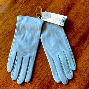 Blue leather gloves